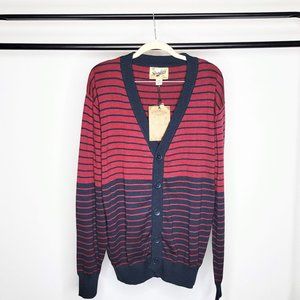 Springfield Classic NWT Men's Burgundy & Navy Striped Cardigan Size XXL